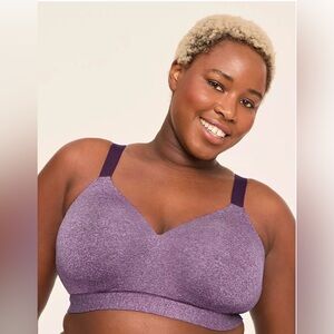 Lane Bryant Cacique Comfort Bliss No Wire Lounge Bra Size 40C Marl Purple NWT